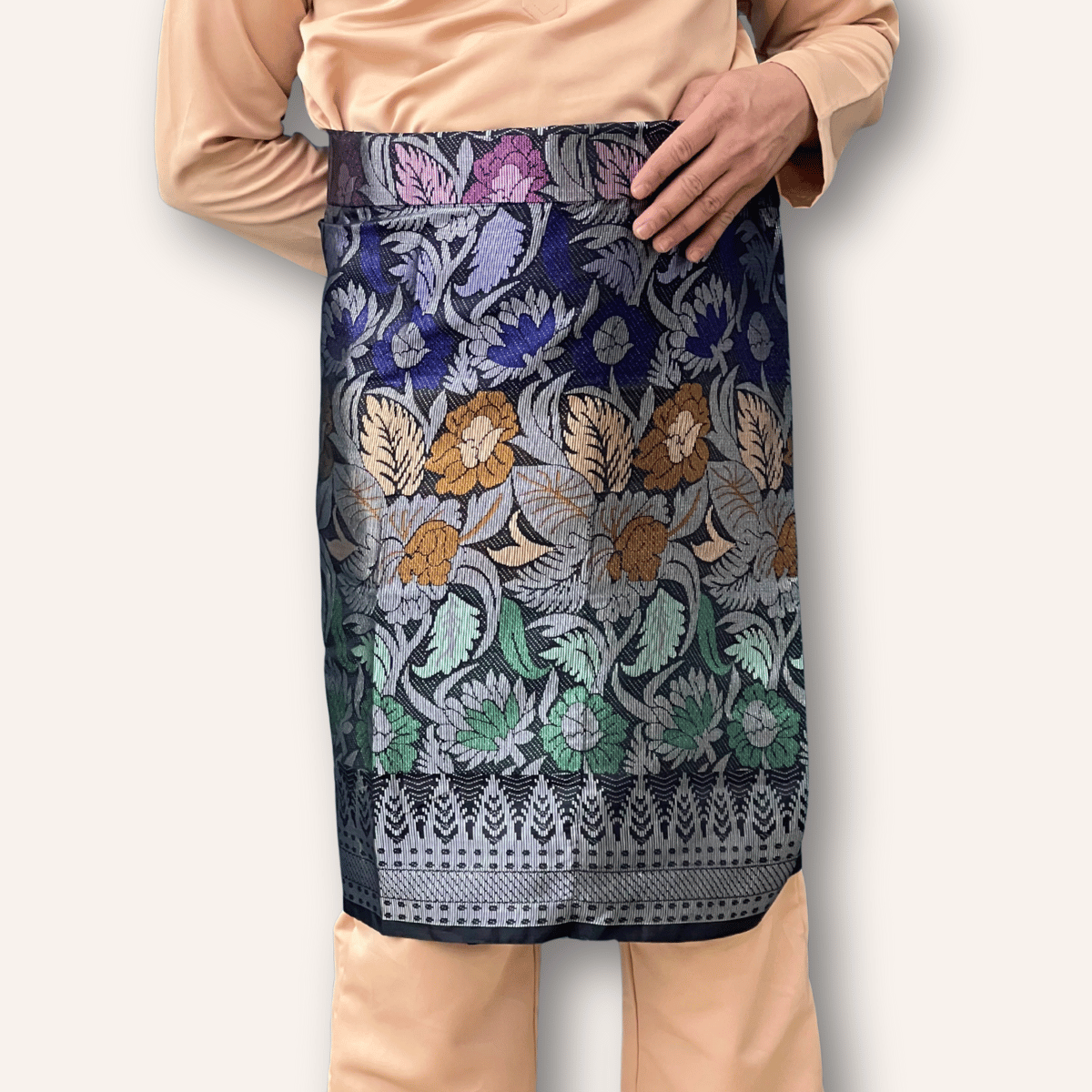 Sampin Instant Black Silver Multicolor Floral Dewasa Lelaki BS1