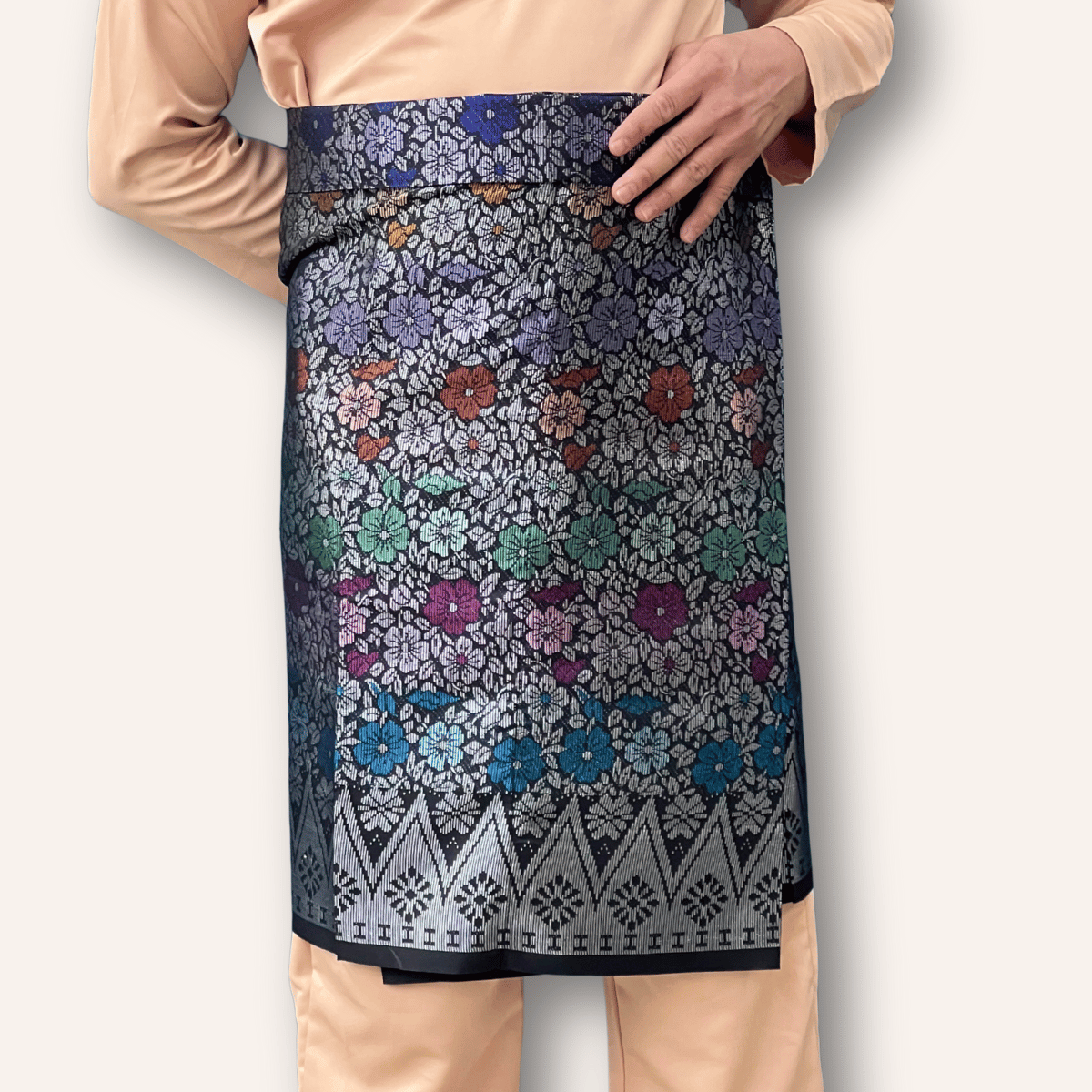 Sampin Instant Black Silver Multicolor Floral Dewasa Lelaki BS2