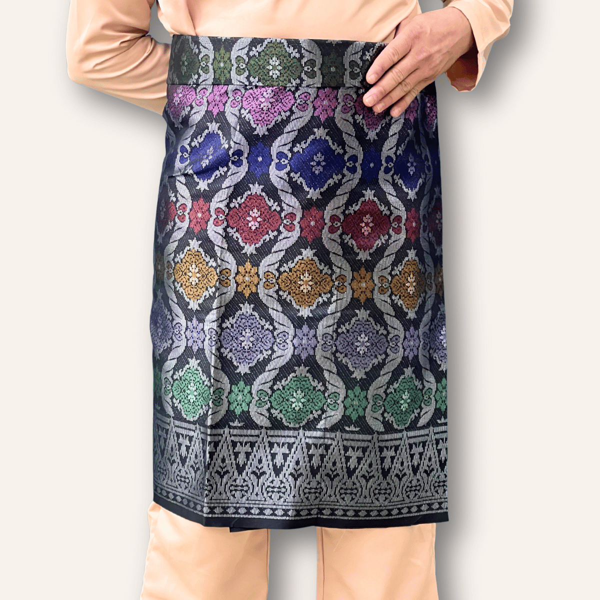 Sampin Instant Black Silver Multicolor Floral Dewasa Lelaki BS5