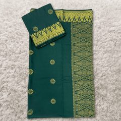 Songket Kain Pasang Bunga Green Gold Tabur Kebaya dan Baju Kurung Full Border 4.4 Meters