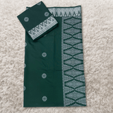 Songket Kain Pasang Bunga Green Silver Tabur Kebaya dan Baju Kurung Full Border 4.4 Meters