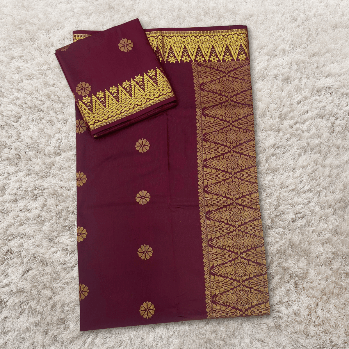 Songket Kain Pasang Bunga Maroon Gold Tabur Kebaya dan Baju Kurung Full Border 4.4 Meters