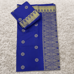 Songket Kain Pasang Bunga Royal Blue Gold Tabur Kebaya dan Baju Kurung Full Border 4.4 Meters