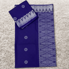 Songket Kain Pasang Bunga Royal Blue Silver Tabur Kebaya dan Baju Kurung Full Border 4.4 Meters