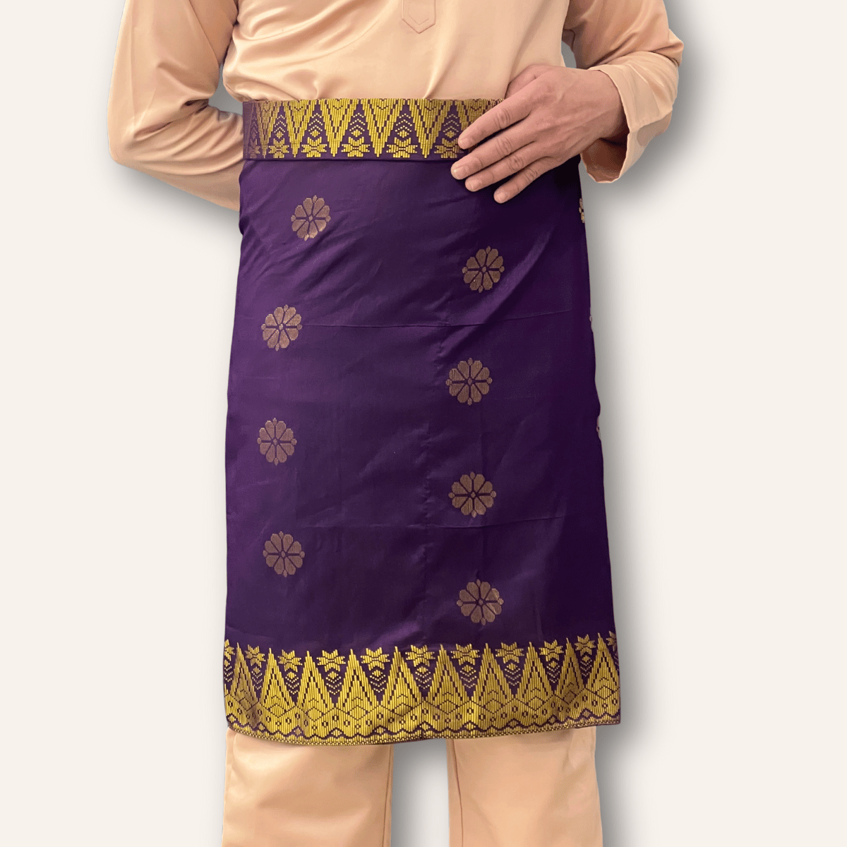 Bunga Tabur Sampin Instant Purple Gold Pinggang 26-42 Raya 2026 IN-BUN7