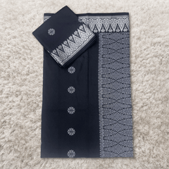 Songket Kain Pasang Bunga Black Silver Tabur Kebaya dan Baju Kurung Full Border 4.4 Meters