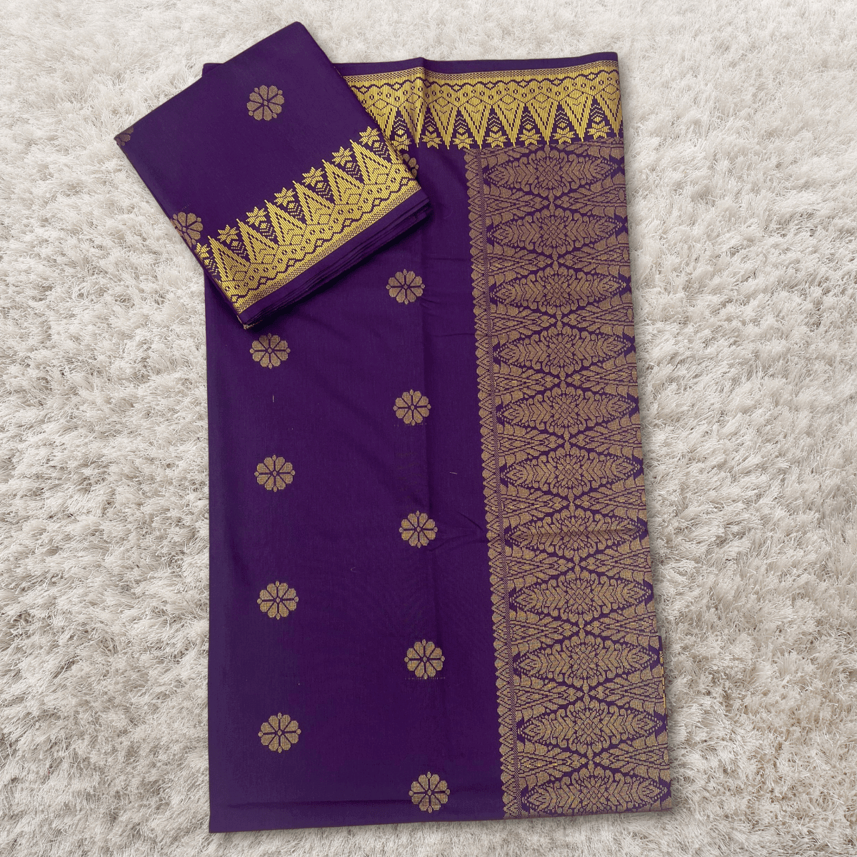 Songket Kain Pasang Bunga Purple Gold Tabur Kebaya dan Baju Kurung Full Border 4.4 Meters
